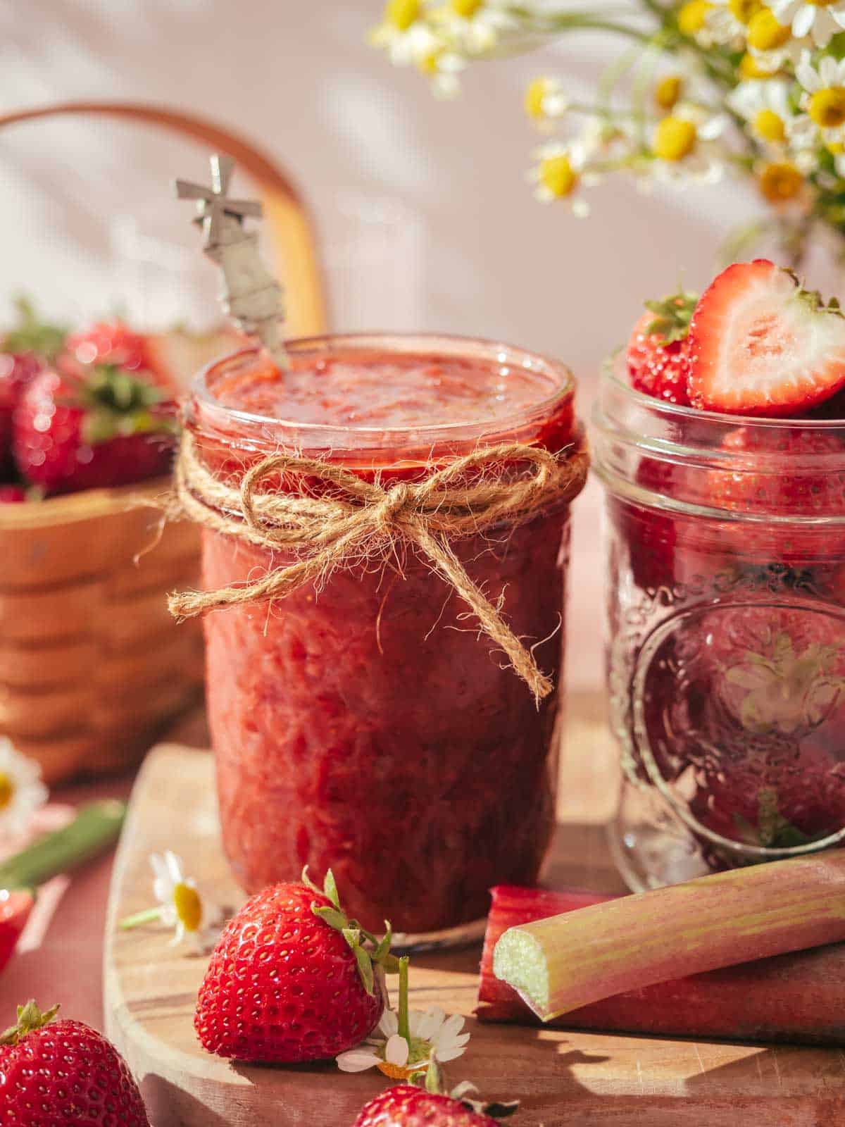 Easy Strawberry Rhubarb Jam (No Pectin, Refined Sugar-Free